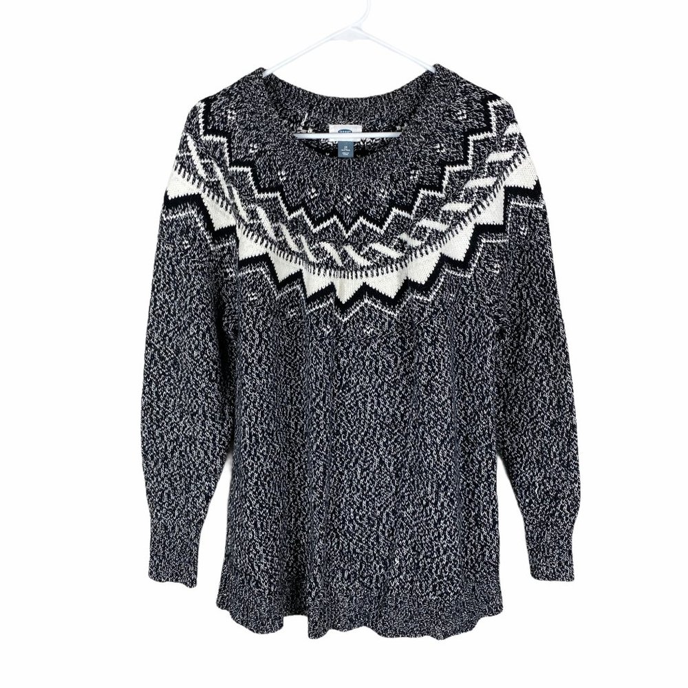 Old Navy Sweater- fair isles, thick knit-  NWT.                   Navy & White